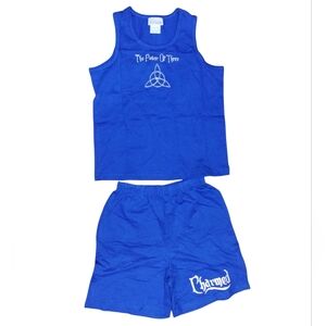 2ct Vtg Y2k Charmed Tank & Shorts S Blue Cotton Embroidered Nwot